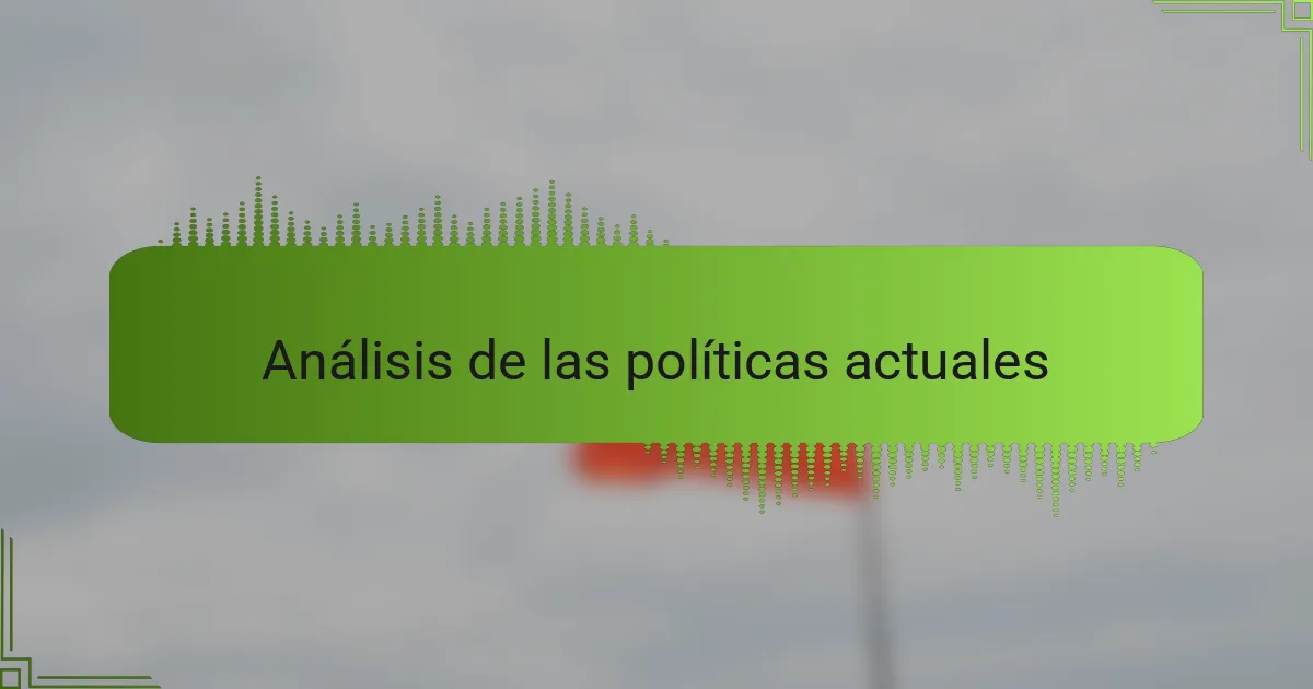 Análisis de las políticas actuales