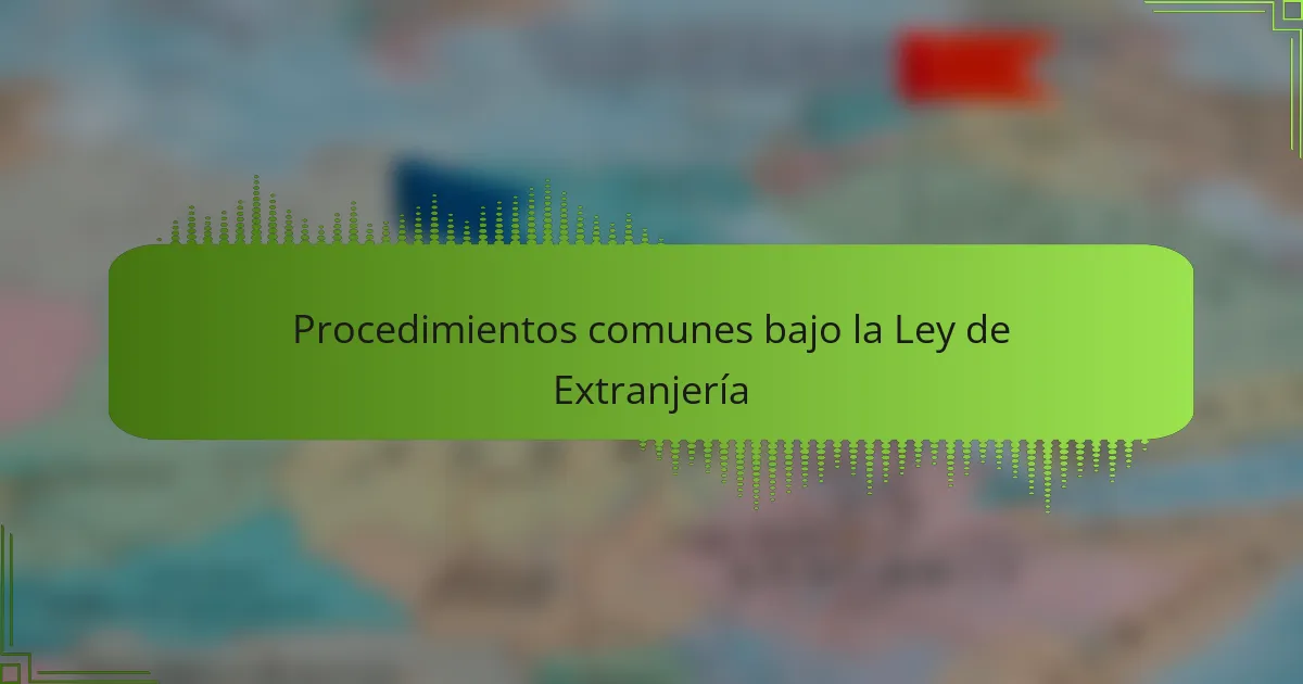 Procedimientos comunes bajo la Ley de Extranjería